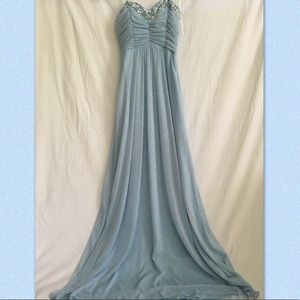 Light blue long prom dress